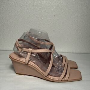 Caslon‎ Paola wedge nude blush strappy square toe prom formal sandal summer 10